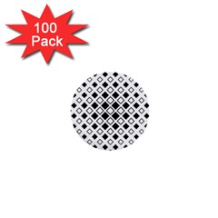 Square Diagonal Pattern Monochrome 1  Mini Buttons (100 Pack)  by Apen