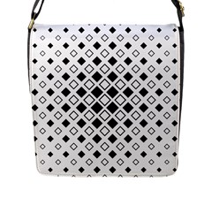 Square Diagonal Pattern Monochrome Flap Closure Messenger Bag (l) by Apen