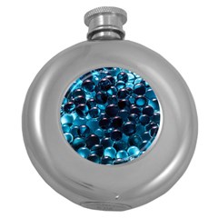 Blue Abstract Balls Spheres Round Hip Flask (5 Oz) by Amaryn4rt