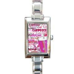 Coffee Cup Lettering Coffee Cup Rectangle Italian Charm Watch by Amaryn4rt