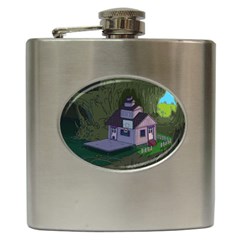 Purple House Cartoon Character Adventure Time Architecture Hip Flask (6 Oz) by Sarkoni