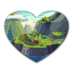 Cartoon Network Mountains Landscapes Seas Illustrations Adventure Time Rivers Heart Mousepad by Sarkoni