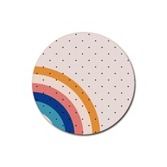 Retro Abstract Geometric Rubber Round Coaster (4 Pack) by Modalart