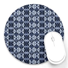 Geometric Monochrome Triangle Round Mousepad by Bedest