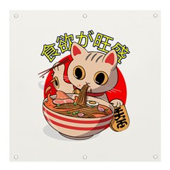 Ramen Cat Noodles Cute Japanes Banner And Sign 4  X 4  by Modalart