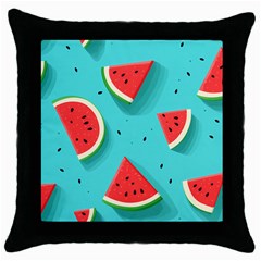 Watermelon Fruit Slice Throw Pillow Case (black) by Bedest