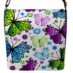 Butterflies Abstract Background Colorful Desenho Vector Flap Closure Messenger Bag (s) by Bedest