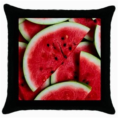 Watermelon Fruit Green Red Throw Pillow Case (black) by Bedest