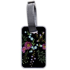 Embroidery Trend Floral Pattern Small Branches Herb Rose Luggage Tag (two Sides) by Ndabl3x