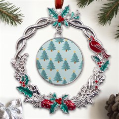 Christmas Trees Time Metal X mas Wreath Holly Leaf Ornament by Ravend