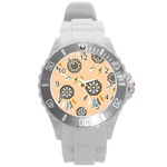 Dreamcatcher Pattern Pen Background Round Plastic Sport Watch (L) Front