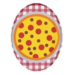 Pizza Table Pepperoni Sausage Oval Glass Fridge Magnet (4 pack) Front