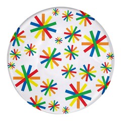 Celebrate Pattern Colorful Design Round Glass Fridge Magnet (4 Pack) by Ravend