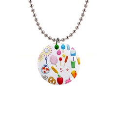 Summer Fair Food Goldfish 1  Button Necklace by Ravend