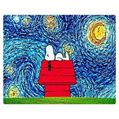 Cartoon Dog Starry Night Van Gogh Parody Premium Plush Fleece Blanket (medium) by Modalart