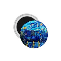 Starry Night Van Gogh Painting Art City Scape 1 75  Magnets by Modalart