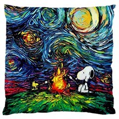 Dog Cartoon Starry Night Print Van Gogh Parody Large Cushion Case (one Side) by Modalart