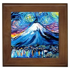 Mount Fuji Art Starry Night Van Gogh Framed Tile by Modalart