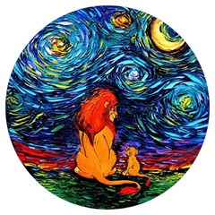 Lion Art Starry Night Van Gogh Round Trivet by Modalart