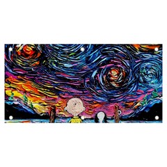 Cartoon Dog Vincent Van Gogh s Starry Night Parody Banner And Sign 6  X 3  by Modalart