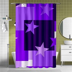 Purple Stars Pattern Shape Shower Curtain 48  X 72  (small)  by Pakjumat