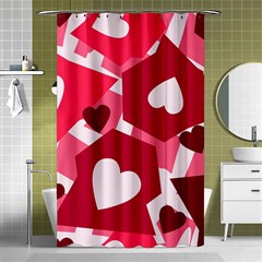 Pink Hearts Pattern Love Shape Shower Curtain 48  X 72  (small)  by Pakjumat