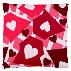 Pink Hearts Pattern Love Shape Standard Premium Plush Fleece Cushion Case (one Side) by Pakjumat