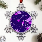 Purple Blue Geometric Pattern Metal Large Snowflake Ornament Front