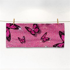 Pink Glitter Butterfly Hand Towel by Modalart