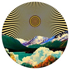 Surreal Art Psychadelic Mountain Round Trivet by Modalart