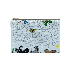 Dog Puzzle Maze Bee Butterfly Cosmetic Bag (medium) by Modalart