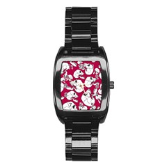 Terrible Frightening Seamless Pattern With Skull Stainless Steel Barrel Watch by Bedest
