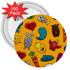 Graffiti Characters Seamless Ornament 3  Buttons (100 Pack)  by Bedest