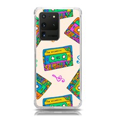 Seamless Pattern With Colorful Cassettes Hippie Style Doodle Musical Texture Wrapping Fabric Vector Samsung Galaxy S20 Ultra 6 9 Inch Tpu Uv Case by Bedest