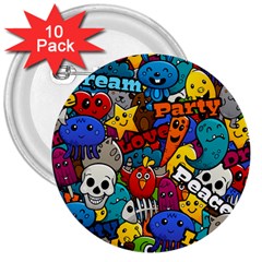 Graffiti Characters Seamless Pattern 3  Buttons (10 Pack)  by Bedest