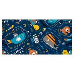 Seamless Pattern Vector Submarine With Sea Animals Cartoon Banner And Sign 6  X 3  by Bedest