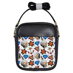 Full Color Flash Tattoo Patterns Girls Sling Bag by Bedest