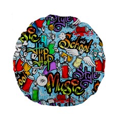 Graffiti Characters Seamless Patterns Standard 15  Premium Flano Round Cushions by Bedest