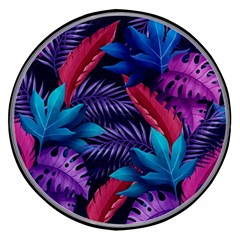 Background With Violet Blue Tropical Leaves Wireless Fast Charger(black) by Bedest