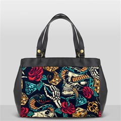 Vintage Art Tattoos Colorful Seamless Pattern Oversize Office Handbag (2 Sides) by Bedest