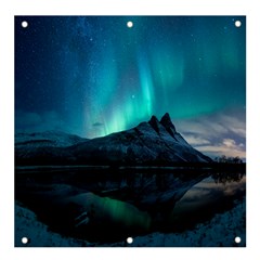 Aurora Borealis Mountain Reflection Banner And Sign 4  X 4  by Pakjumat