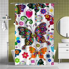 Butterflies Abstract Colorful Floral Flowers Vector Shower Curtain 48  X 72  (small)  by Pakjumat