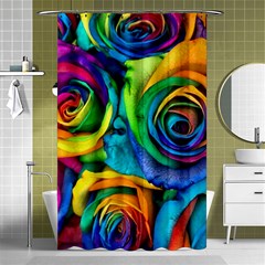 Colorful Roses Bouquet Rainbow Shower Curtain 48  X 72  (small)  by Pakjumat