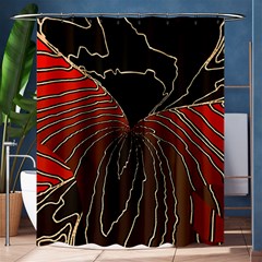 Red Gold Black Voracious Plant Leaf Shower Curtain 60  X 72  (medium)  by Pakjumat