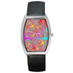 Geometric Abstract Colorful Barrel Style Metal Watch by Pakjumat