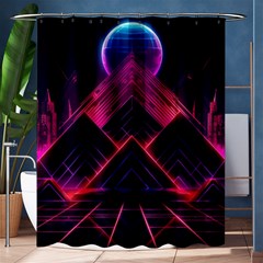 Synthwave City Retrowave Wave Shower Curtain 60  X 72  (medium)  by Pakjumat