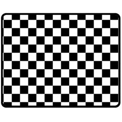 Black White Checker Pattern Checkerboard Fleece Blanket (medium) by Pakjumat