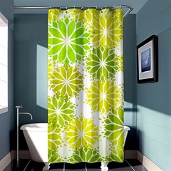 Flowers Green Texture With Pattern Leaves Shape Seamless Shower Curtain 36  X 72  (stall)  by Pakjumat