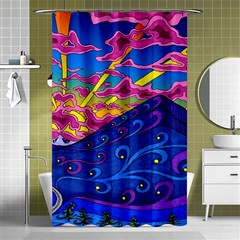 Abstract Paisley Art Pattern Design Fabric Floral Decoration Shower Curtain 48  X 72  (small)  by Pakjumat