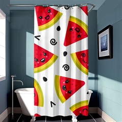 Cute Smiling Watermelon Seamless Pattern White Background Shower Curtain 36  X 72  (stall)  by Pakjumat